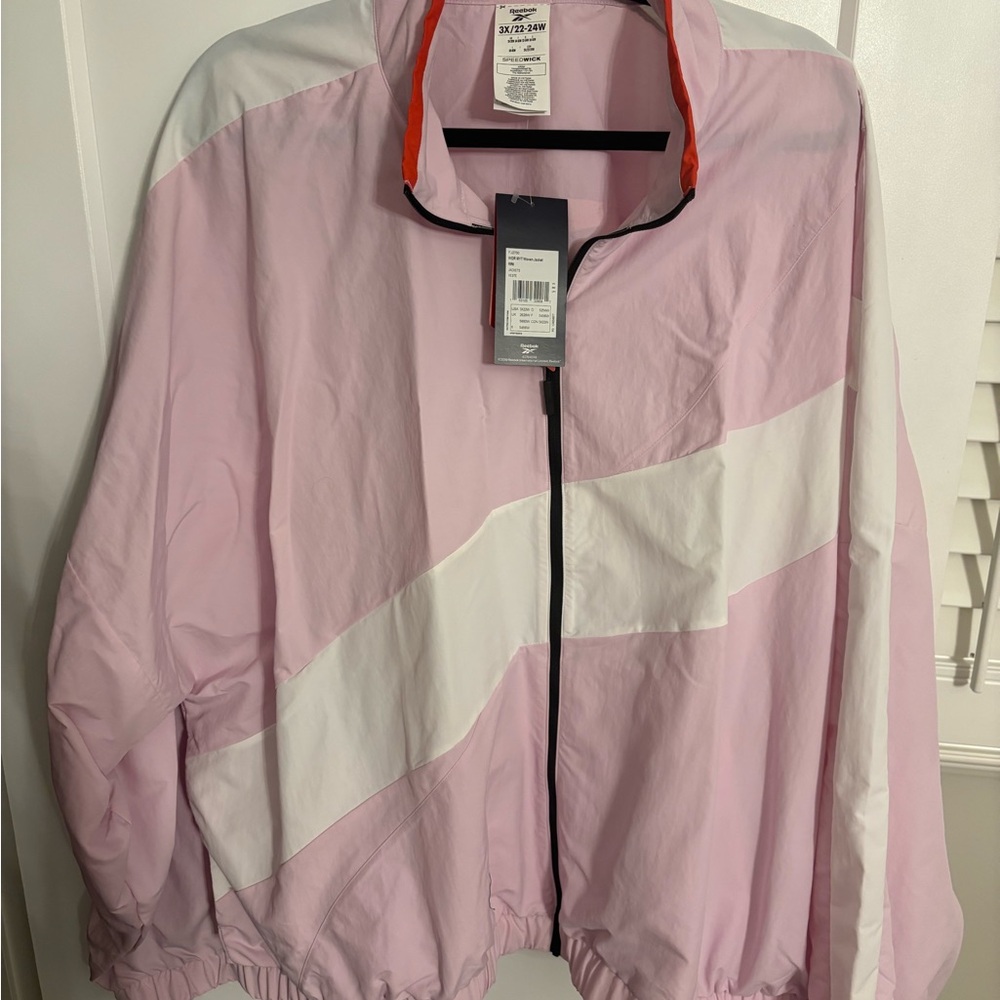 Reebok Pink and White Bomber Jacket